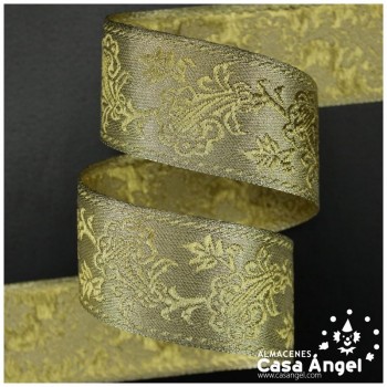 CINTA JACQUARD DORADA CON PATRÓN FLORAL