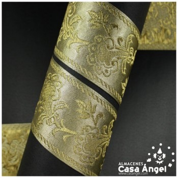 CINTA JACQUARD DORADA CON PATRÓN FLORAL