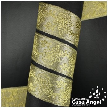 CINTA JACQUARD DORADA CON PATRÓN FLORAL