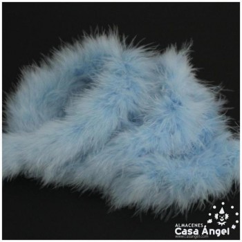 TIRA DE PLUMAS MARABÚ POR METRO CELESTE 8gr/m
