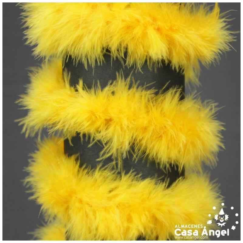 TIRA DE PLUMAS MARABÚ POR METRO AMARILLO HUEVO 8gr/m