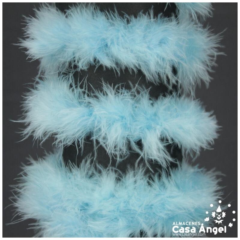 TIRA DE PLUMAS MARABÚ POR METRO AZUL CIELO 8gr/m