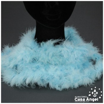 TIRA DE PLUMAS MARABÚ POR METRO AZUL CIELO 8gr/m