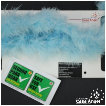 TIRA DE PLUMAS MARABÚ POR METRO AZUL CIELO 8gr/m