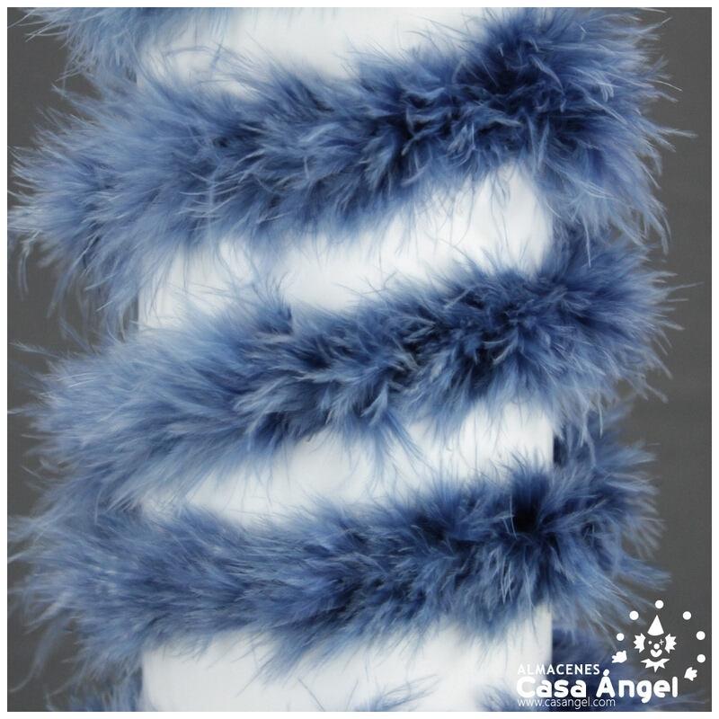 TIRA DE PLUMAS MARABÚ POR METRO AZUL AZAFATA 8gr/m