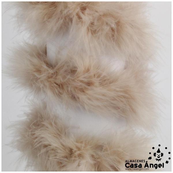 TIRA DE PLUMAS MARABÚ POR METRO BEIGE CLARO 8gr/m