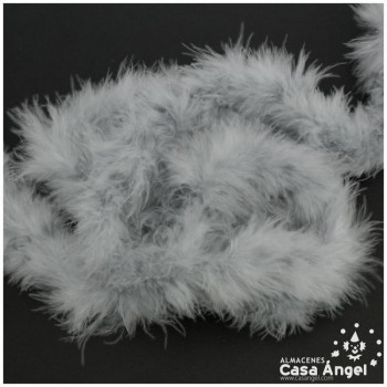 TIRA DE PLUMAS MARABÚ POR METRO GRIS CLARO 8gr/m
