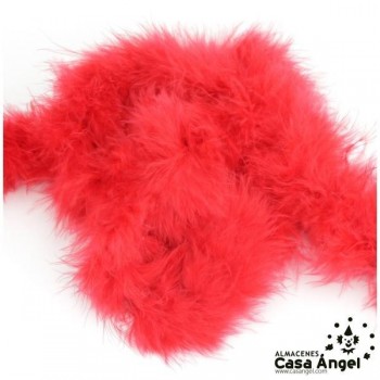 TIRA DE PLUMAS MARABÚ POR METRO ROJO VIVO 8gr/m
