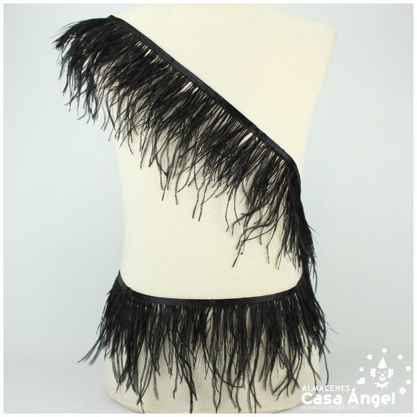 FLECO DE PLUMAS DE AVESTRUZ NEGRO 12cm