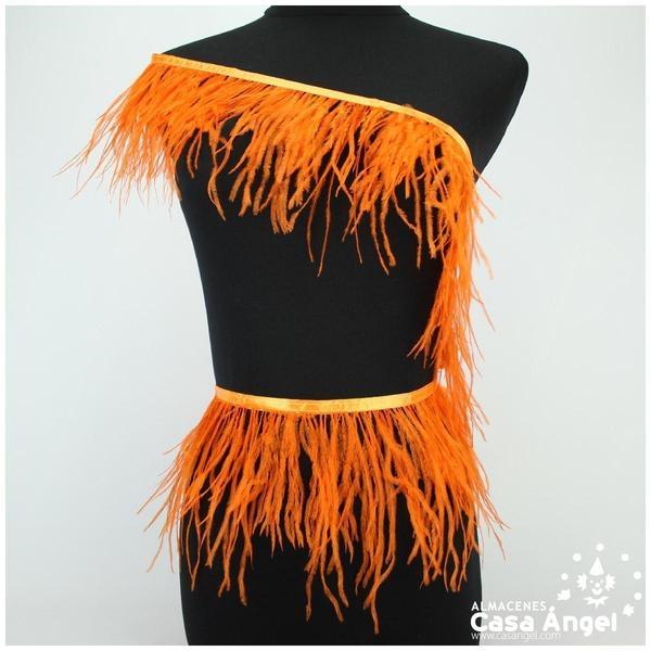 FLECO DE PLUMAS DE AVESTRUZ NARANJA 12cm