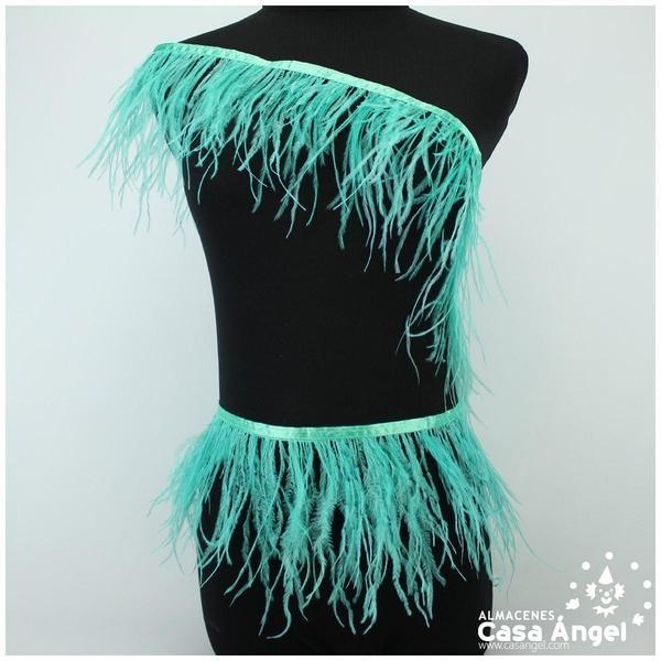 FLECO DE PLUMAS DE AVESTRUZ VERDE AGUA 12cm