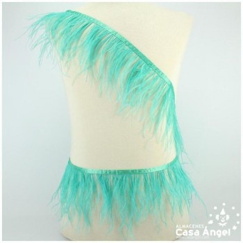 FLECO DE PLUMAS DE AVESTRUZ VERDE AGUA 12cm