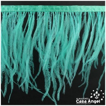 FLECO DE PLUMAS DE AVESTRUZ VERDE AGUA 12cm