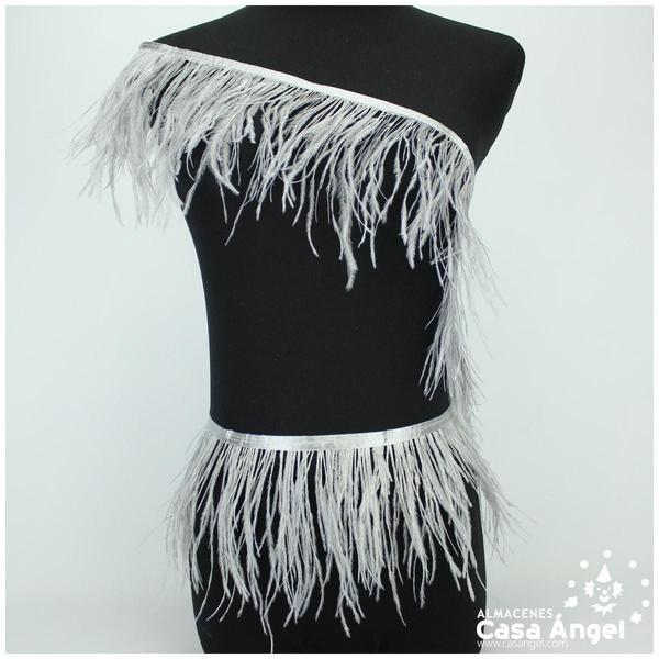 FLECO DE PLUMAS DE AVESTRUZ GRIS 12cm