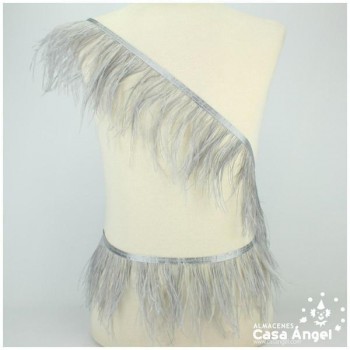 FLECO DE PLUMAS DE AVESTRUZ GRIS 12cm