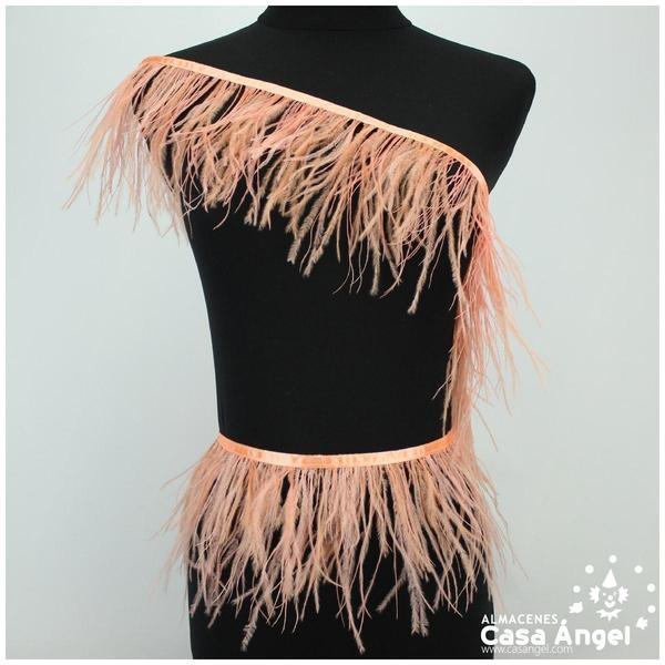 FLECO DE PLUMAS DE AVESTRUZ SALMÓN 12cm