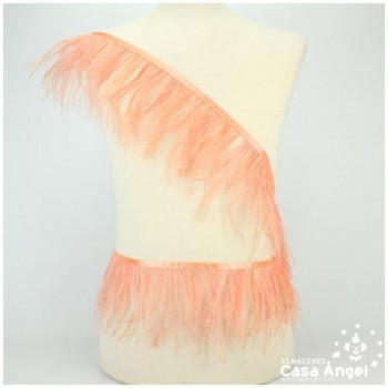 FLECO DE PLUMAS DE AVESTRUZ SALMÓN 12cm