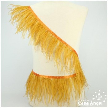 FLECO DE PLUMAS DE AVESTRUZ MOSTAZA 12cm