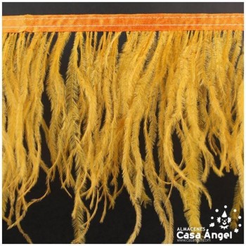 FLECO DE PLUMAS DE AVESTRUZ MOSTAZA 12cm