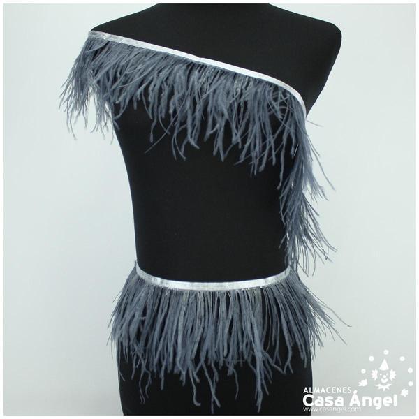 FLECO DE PLUMAS DE AVESTRUZ GRIS OSCURO 12cm