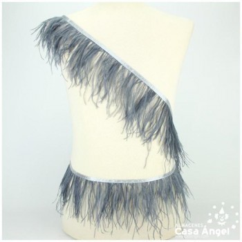 FLECO DE PLUMAS DE AVESTRUZ GRIS OSCURO 12cm