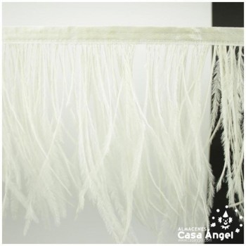 FLECO DE PLUMAS DE AVESTRUZ COLOR CRUDO 12cm
