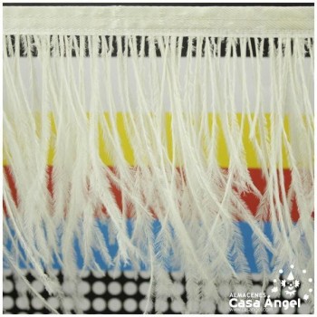 FLECO DE PLUMAS DE AVESTRUZ COLOR CRUDO 12cm