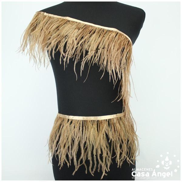 FLECO DE PLUMAS DE AVESTRUZ CÁMEL 12cm