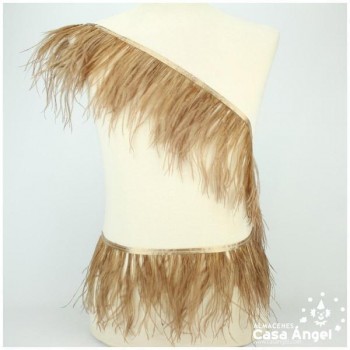 FLECO DE PLUMAS DE AVESTRUZ CÁMEL 12cm