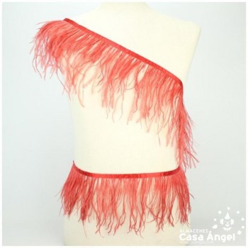 FLECO DE PLUMAS DE AVESTRUZ CORAL 12cm