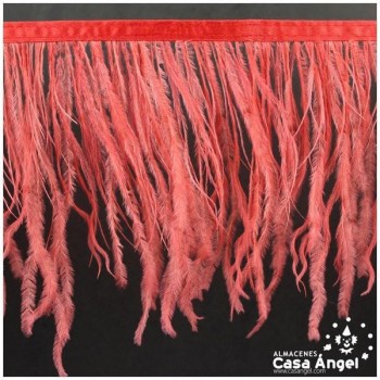 FLECO DE PLUMAS DE AVESTRUZ CORAL 12cm