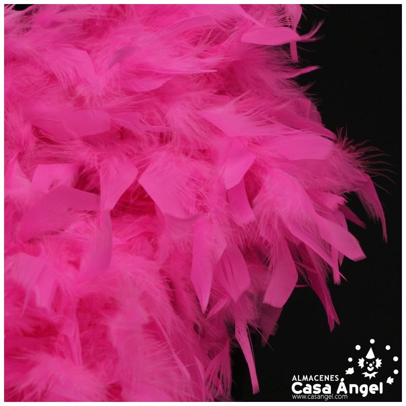 BOA DE PLUMAS DE PAVO 190cm ROSA FLÚOR 80gr