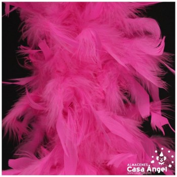 BOA DE PLUMAS DE PAVO 190cm ROSA FLÚOR 80gr