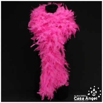 BOA DE PLUMAS DE PAVO 190cm ROSA FLÚOR 80gr
