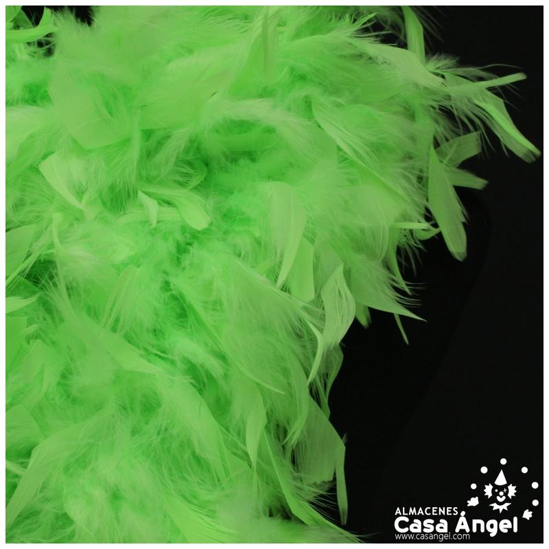 BOA DE PLUMAS DE PAVO 190cm VERDE FLÚOR 80gr