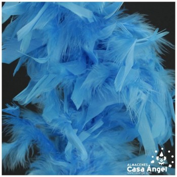 BOA DE PLUMAS DE PAVO 190cm AZUL CIELO 80gr