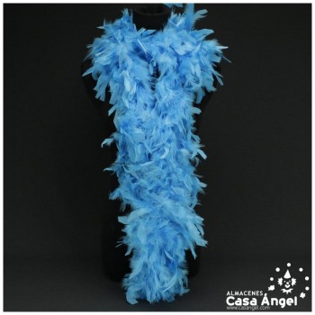 BOA DE PLUMAS DE PAVO 190cm AZUL CIELO 80gr