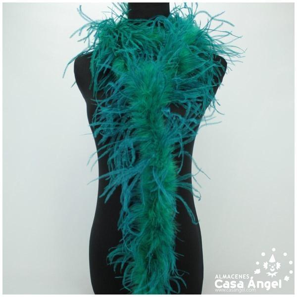 BOA DE PLUMAS 190cm VERDE ESMERALDA DE AVESTRUZ 35gr