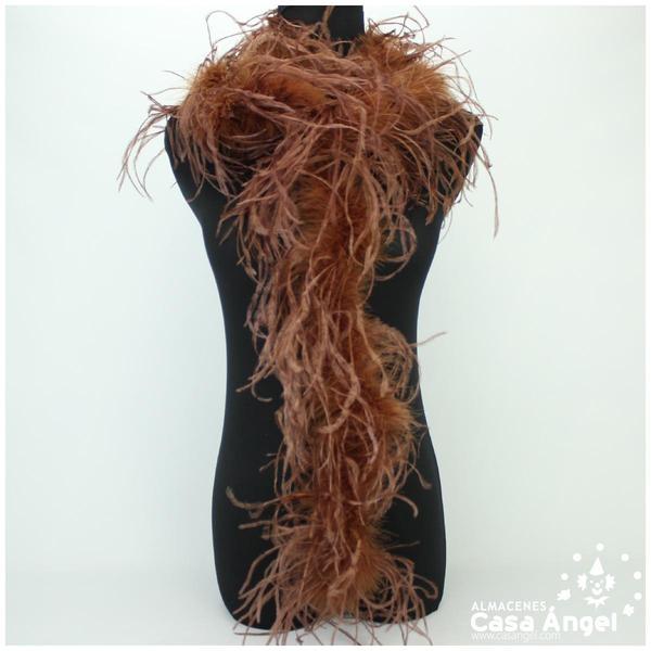 BOA DE PLUMAS 190cm MARRÓN CLARO DE AVESTRUZ 35gr