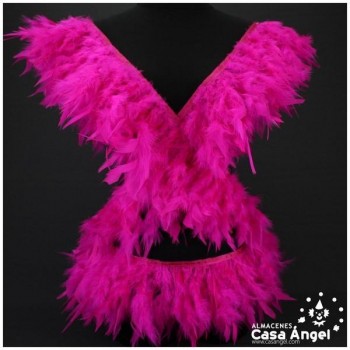 FLECO DE PLUMAS FUCSIA DE PAVO CON PUNTA TAJADA 12cm