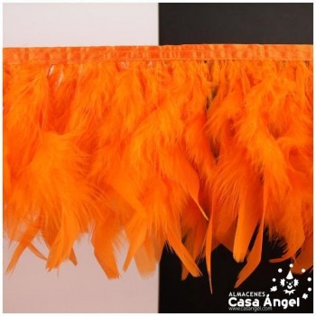 FLECO DE PLUMAS NARANJA DE PAVO CON PUNTA TAJADA 12cm