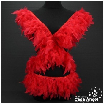 FLECO DE PLUMAS ROJAS DE PAVO CON PUNTA TAJADA 12cm