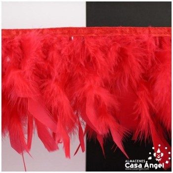 FLECO DE PLUMAS ROJAS DE PAVO CON PUNTA TAJADA 12cm
