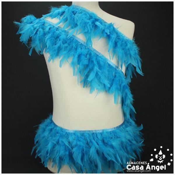 FLECO DE PLUMAS TURQUESA DE PAVO CON PUNTA TAJADA 12cm