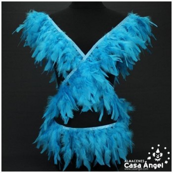 FLECO DE PLUMAS TURQUESA DE PAVO CON PUNTA TAJADA 12cm