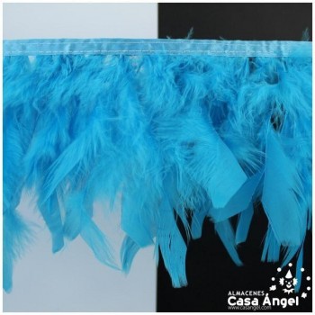FLECO DE PLUMAS TURQUESA DE PAVO CON PUNTA TAJADA 12cm