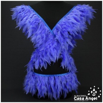 FLECO DE PLUMAS AZUL COBALTO DE PAVO CON PUNTA TAJADA 12cm