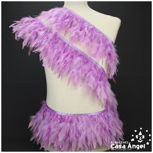 FLECO DE PLUMAS MALVA DE PAVO CON PUNTA TAJADA 12cm