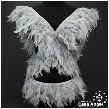 FLECO DE PLUMAS GRISES DE PAVO CON PUNTA TAJADA 12cm