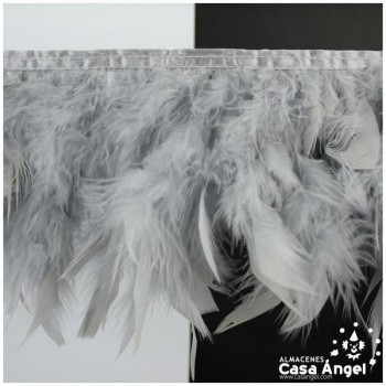 FLECO DE PLUMAS GRISES DE PAVO CON PUNTA TAJADA 12cm